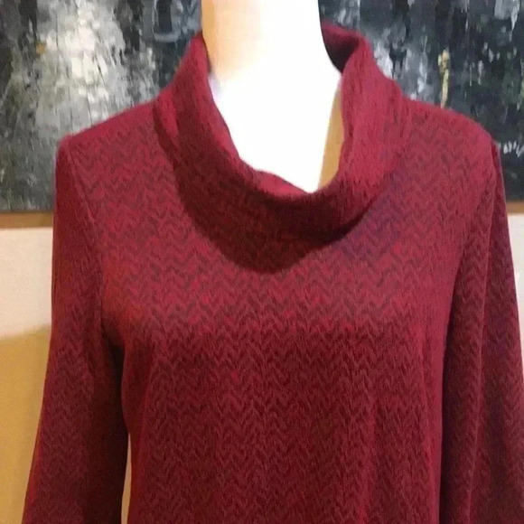 Perceptions New York Cowl Neck Tunic Dress with 3/4 Sleeves and Front Pockets-PL - Picture 5 of 10